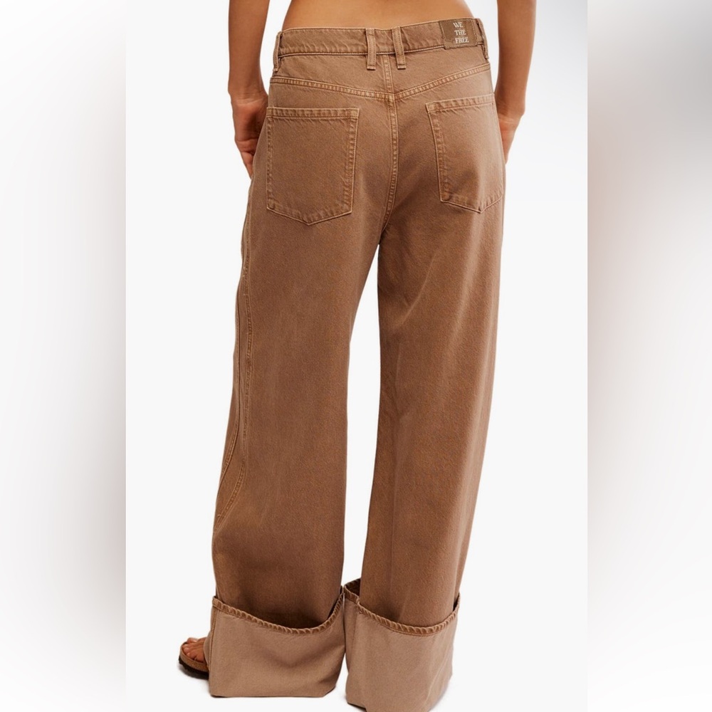 NWT $128 Free People Final Countdown Wide Leg Jeans Size 29 Color Tumbleweed - Picture 2 of 5
